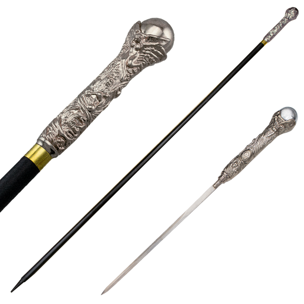 Dante s Inferno Silver Walking Cane with Hidden Sword Panther