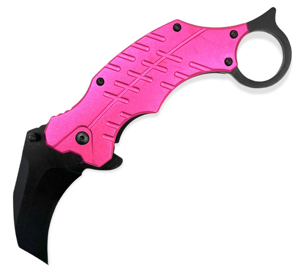 Tiger-USA® Folding Knife Karambit Style HOT PINK – Panther Wholesale