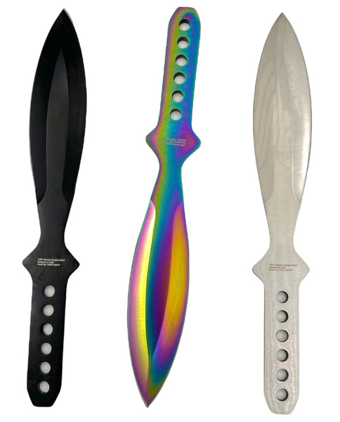 8.5 Inch 12 Piece Black and RAINBOW Throwing Knife Set – Panther Wholesale