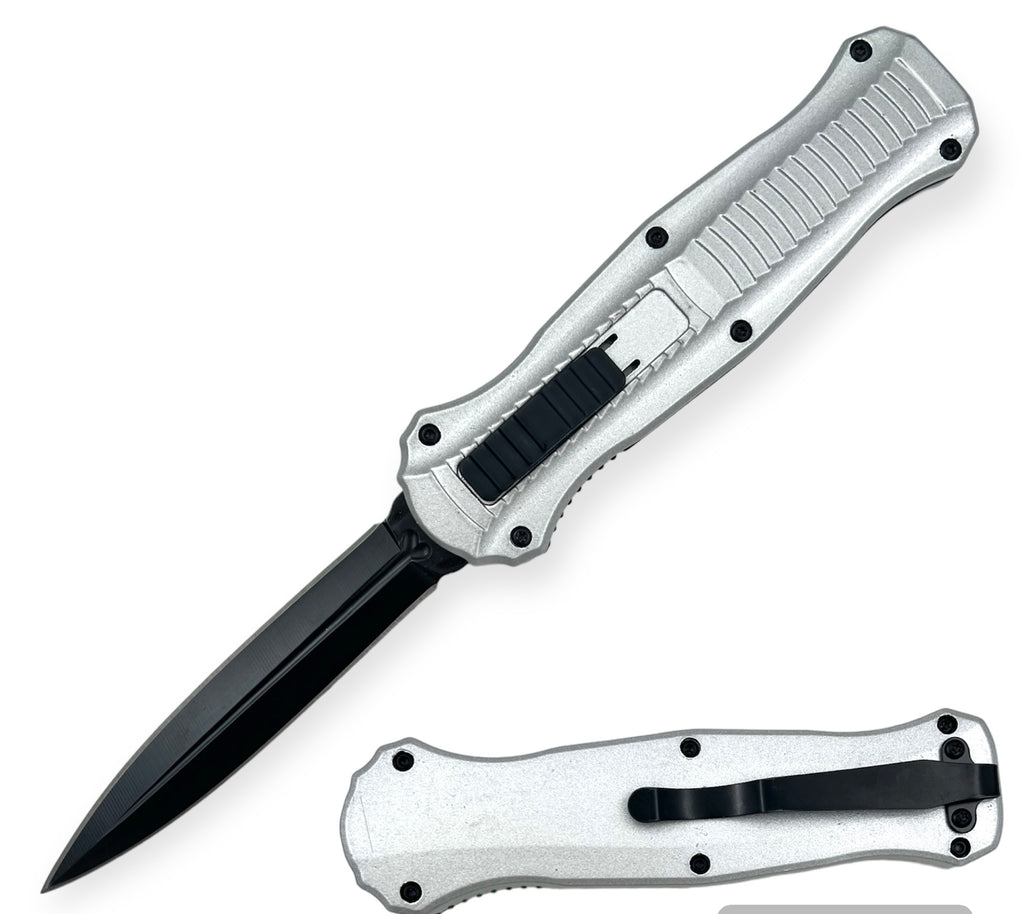 OTF Knife Double Blade Silver