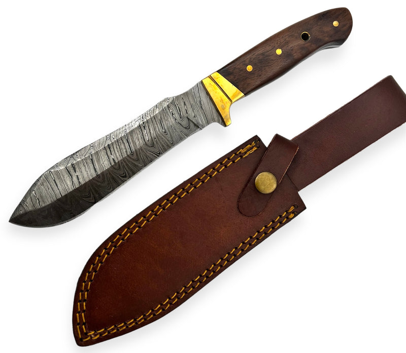 11.0 inch Red Deer® Damuscus Hunting Knife W. Case Stag