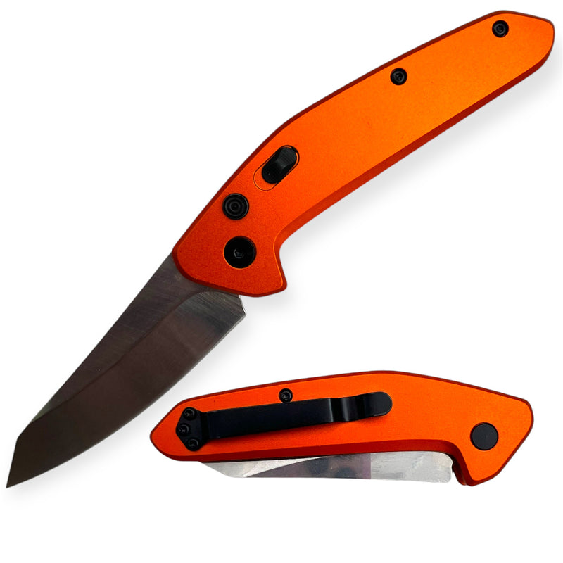 Tactical Side Open Full Auto With Safety Folding  knife Orange CNC Machined