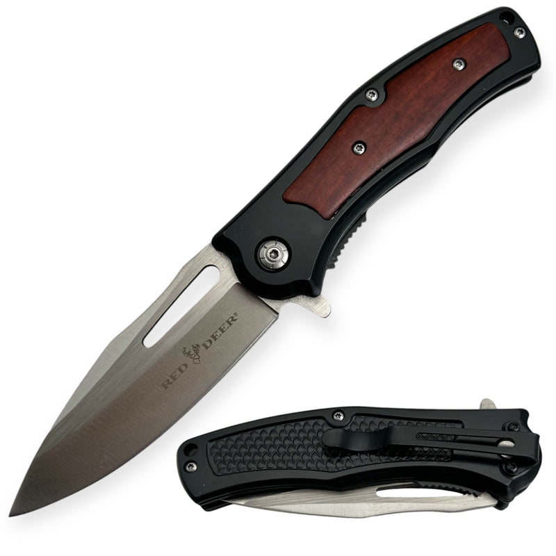 Red Deer® Dark Wooden and Black Handle Knife