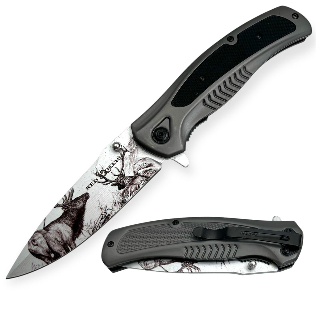 Red Deer® Grey Handle Knife With A Touch of Black