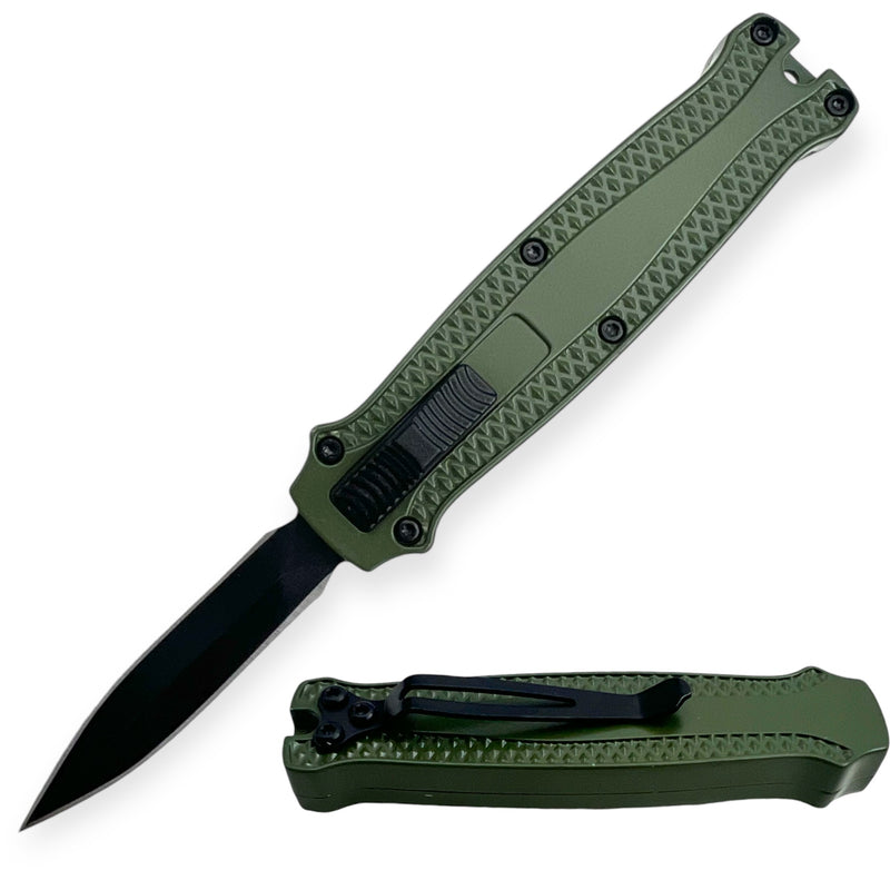 Mighty Mini OTF Pocket Knife Lightweight Aluminum Handle - Green