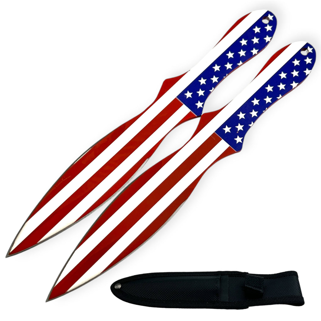 8.0 Inc 3 PC Throwing knives American Flag