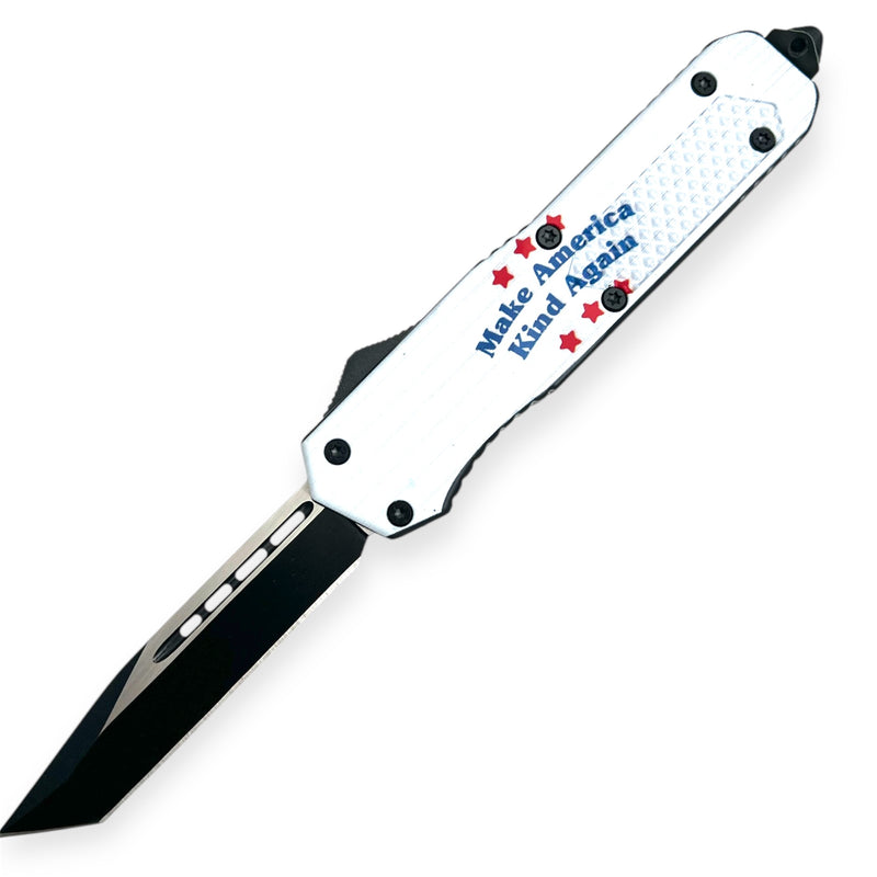 OTF Automatic Knife -Make America Kind  Again (Left-handed)