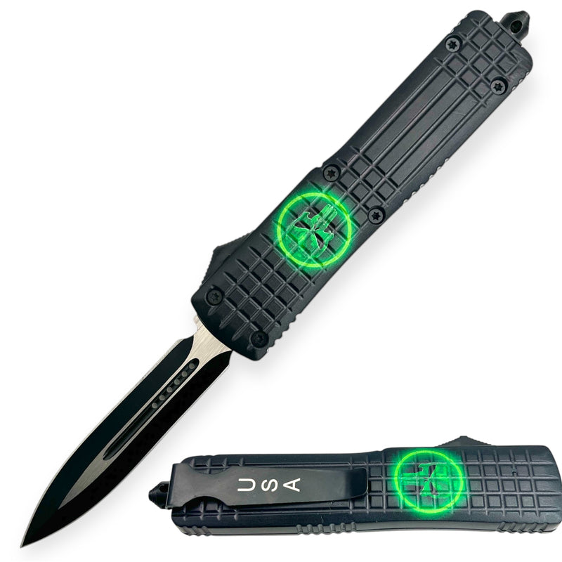 OTF Automatic Knife Green Skull