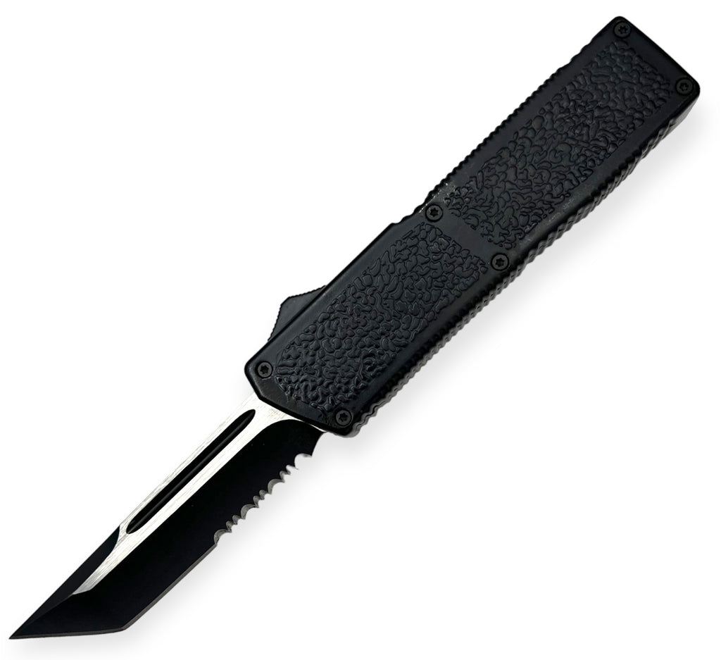 Lighting OTF Knife Tanto Half Cerrated  BLACK