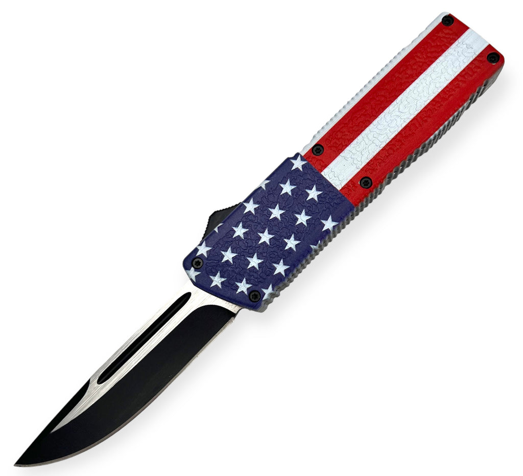 Lighting OTF Knife  American flag Drop Point