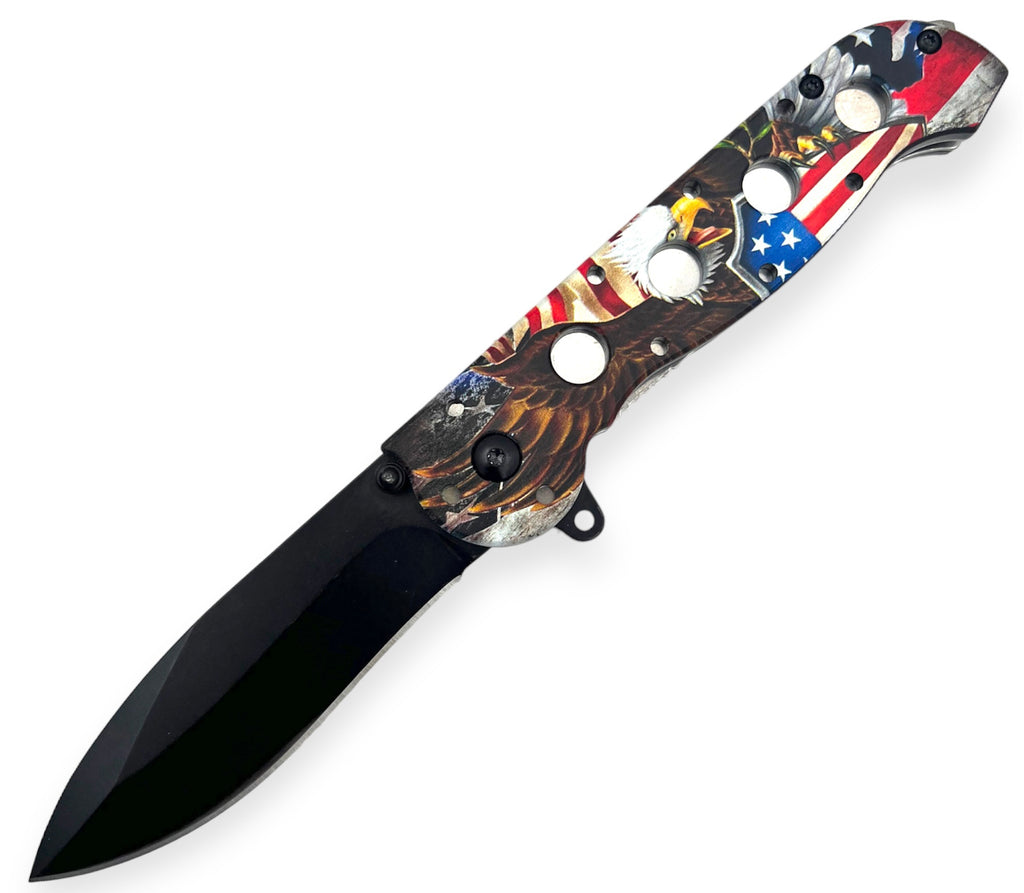 Tiger Usa® Spring Assisted Knife  Eagle/USA Flag