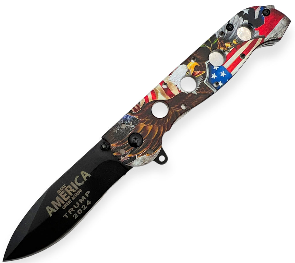 Tiger Usa® Spring Assisted Knife  Eagle/USA Flag Trump 2024