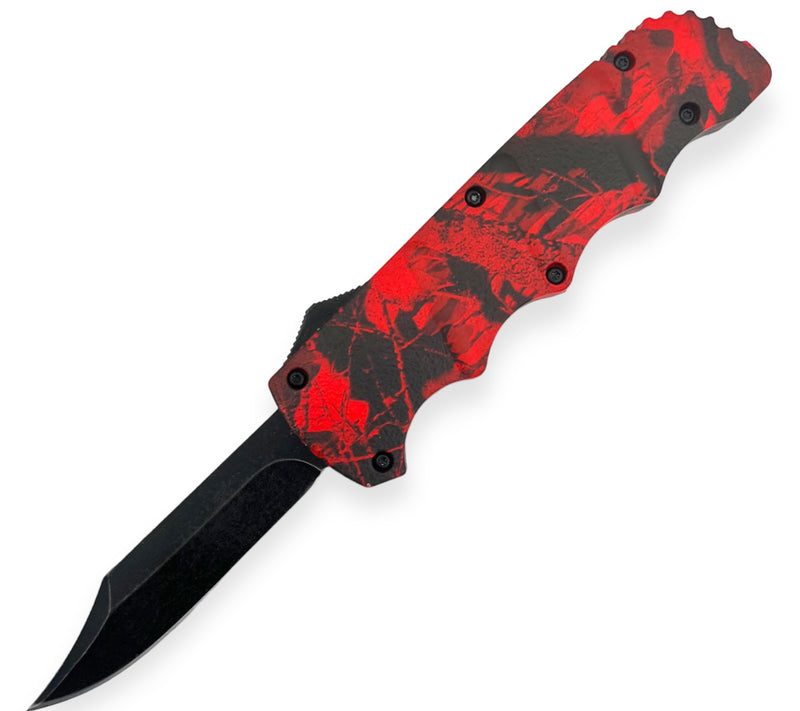 OTF Knife Drop Point Camo Red and Black D2