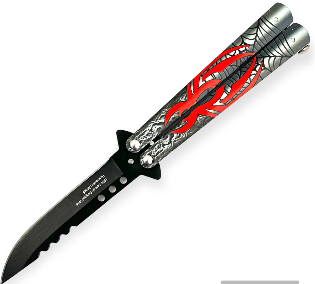 Heavy Duty  Butterfly Knife RED Spider