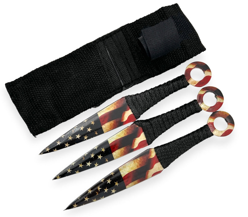 3-PC Throwing Knife Set- 3 American Flag