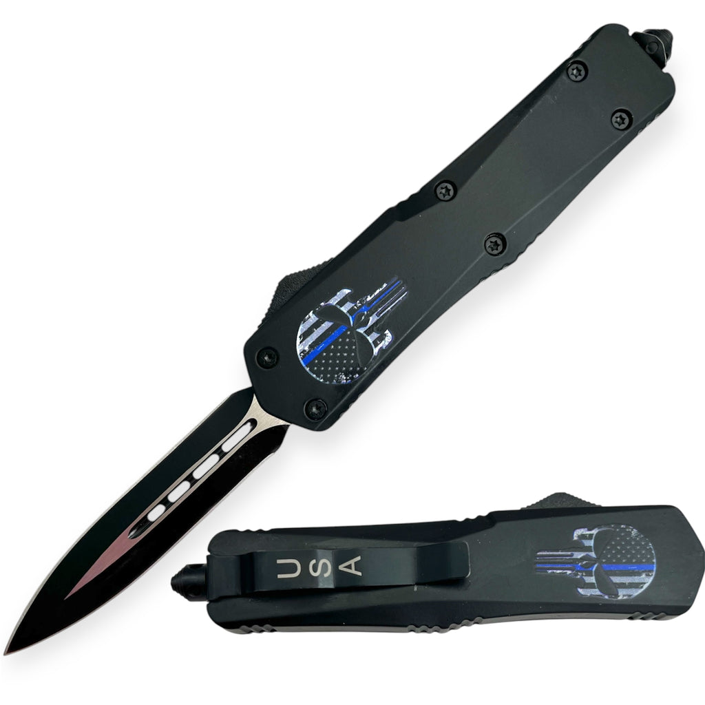 OTF Automatic Knife Blue  Skull