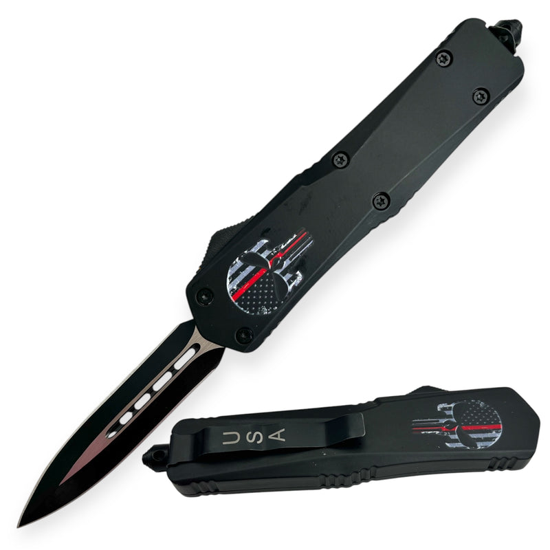 OTF Automatic Knife Red Skull