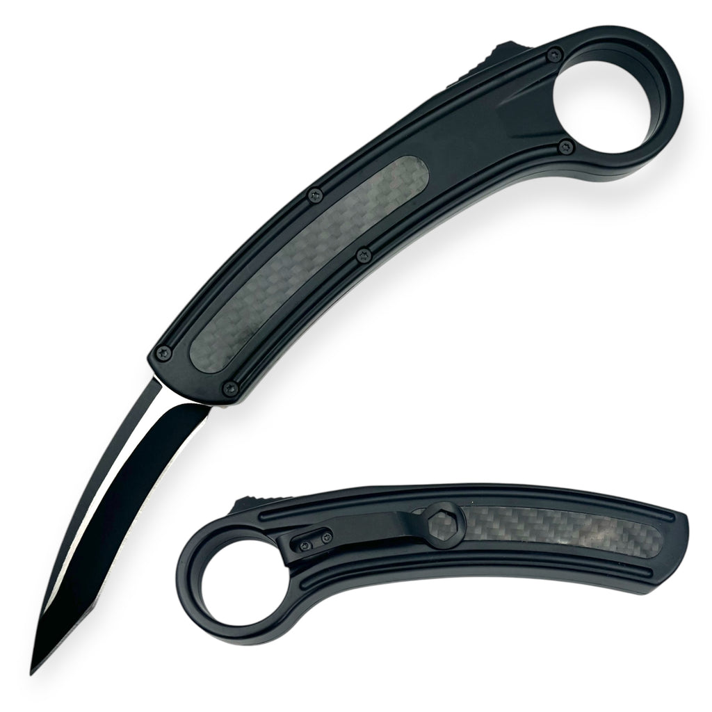 (OTF) Out-The-Front Karambit Knife Carbon Fiber