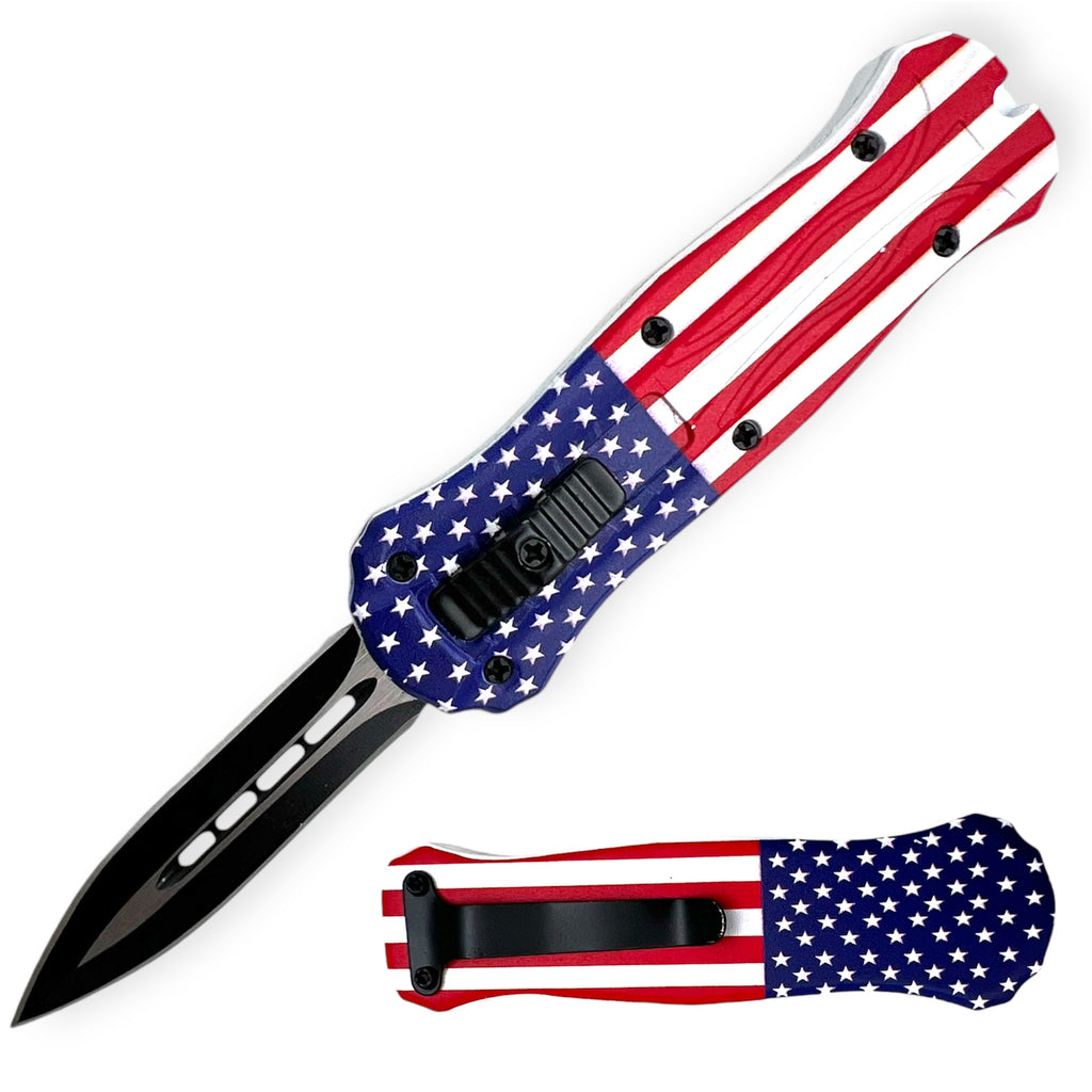 Mini Joker American Flag OTF Automatic Knife