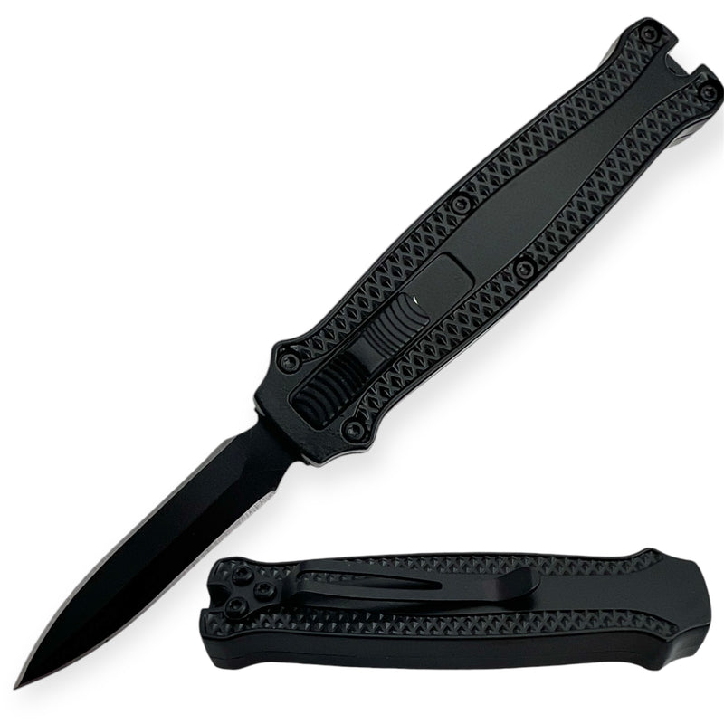 Mighty Mini OTF Pocket Knife Lightweight Aluminum Handle - Black