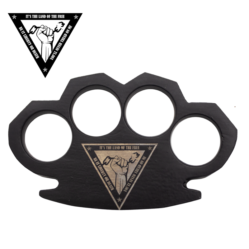 Christian Warrior Brass Knuckle Duster Style Belt Buckle with Cross - Black