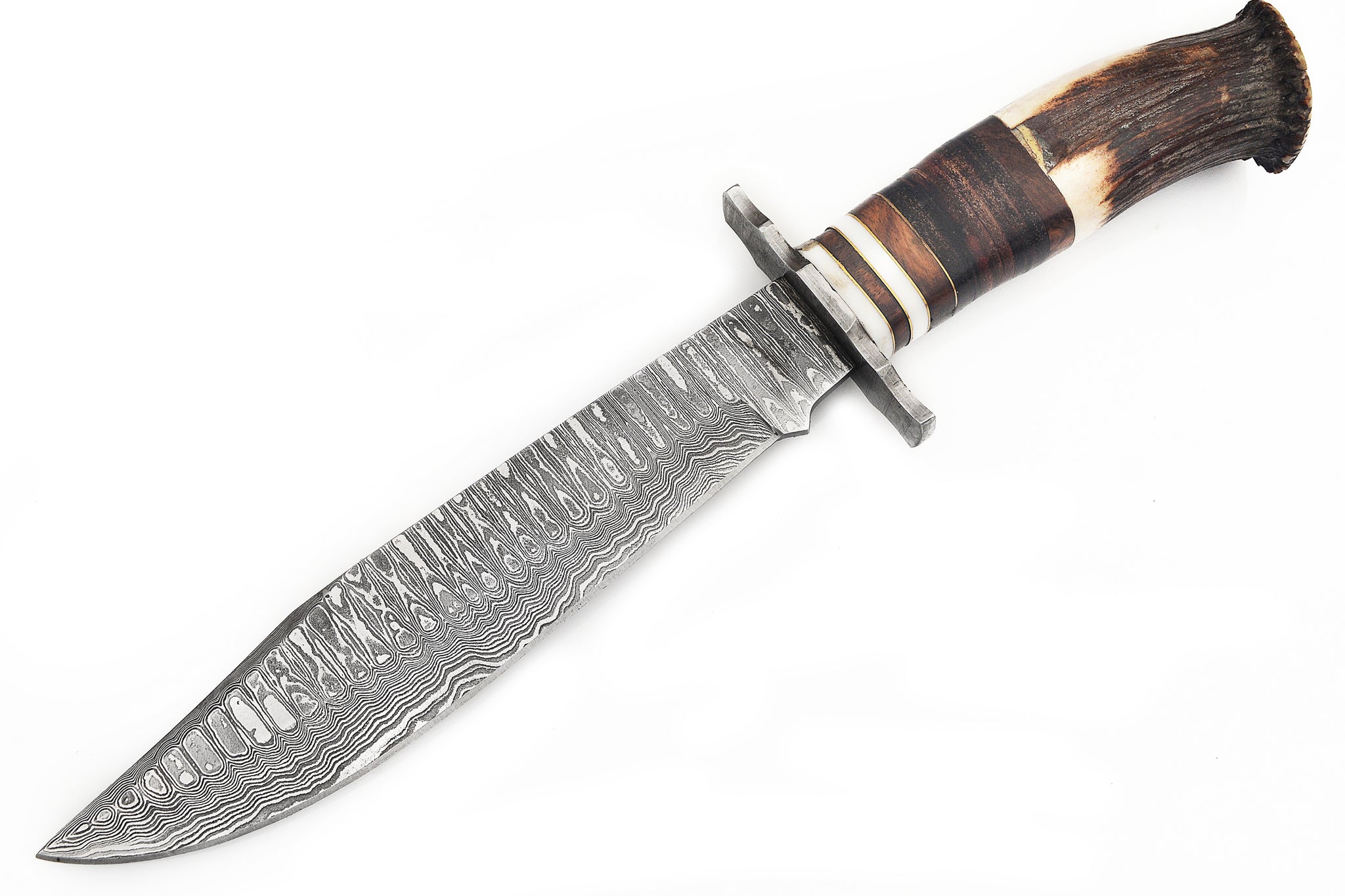 Damuscus Hunting Knife W. Case Real Stang Handle – Panther Wholesale