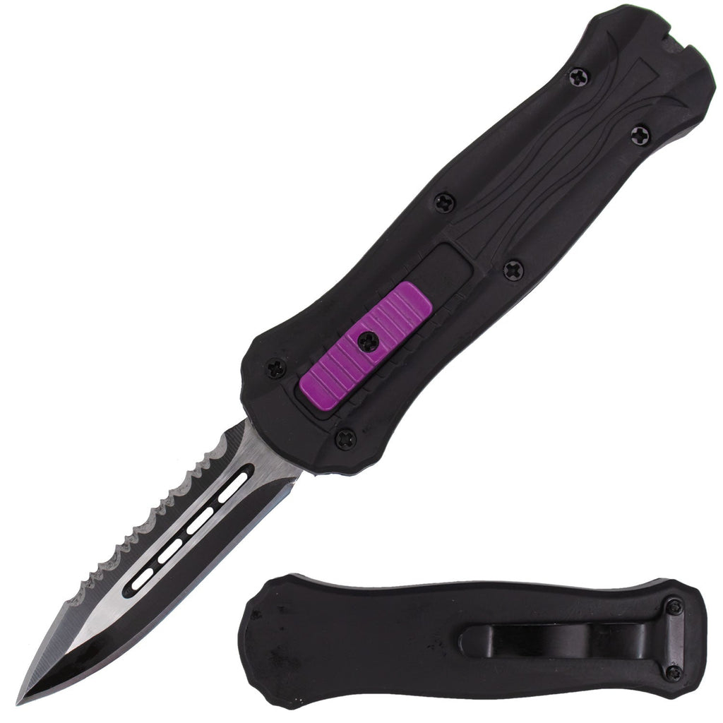 Miniature OTF Automatic Knife - Purple and Black