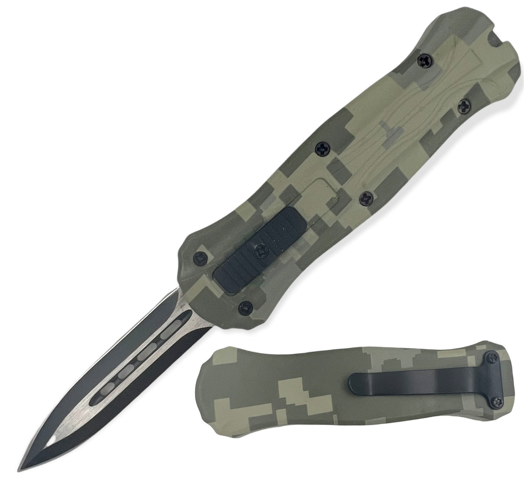 Miniature OTF Automatic Knife - GREEN CAMO