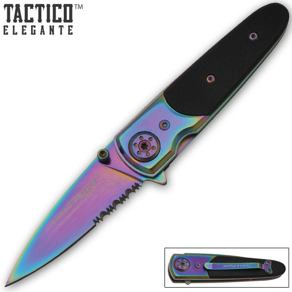 Closed 4.5' Spring Assistant Pocket Folding Knife 420 Rainbow Ti-Coated  Blade and Plastic Handle - China Knife, Pocket Knife