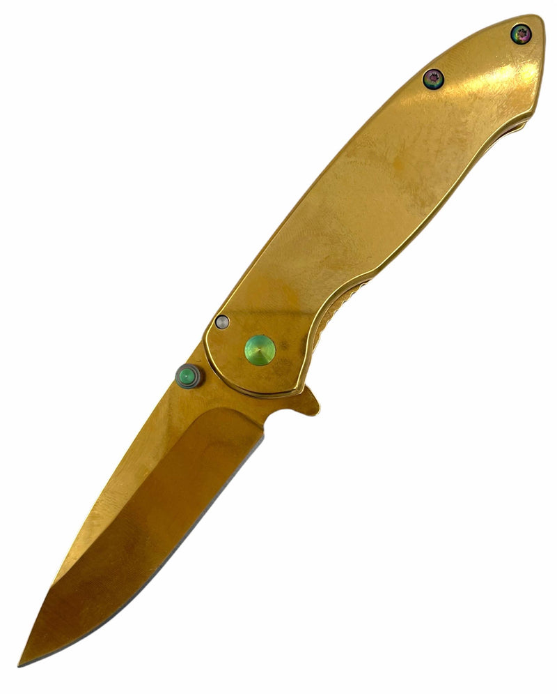 Spring Assisted Folding Knife - GOLD (SJ-1021-GD)