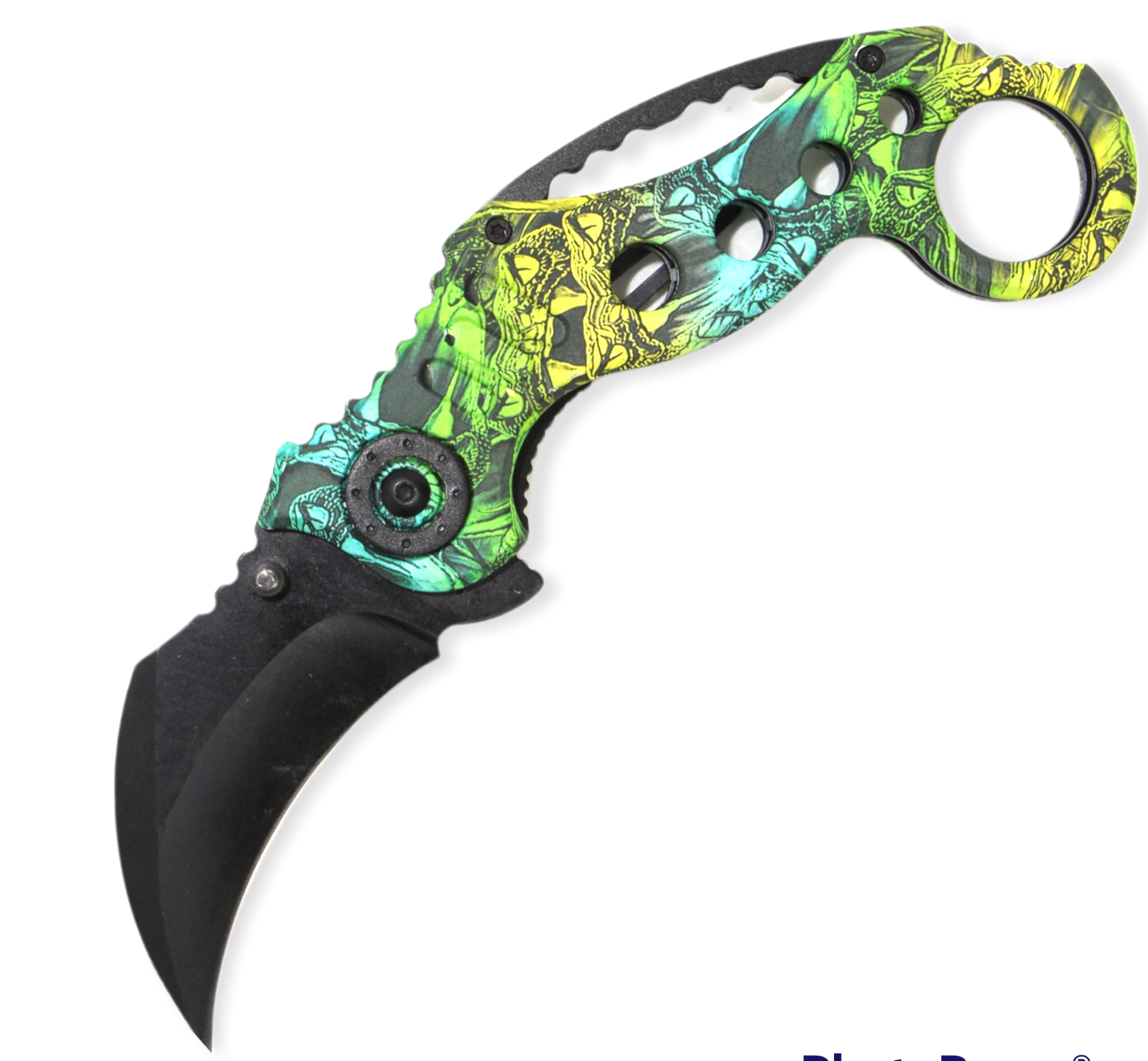 Tiger-USA Spring Assisted Knife -Green & Yellow Skull Cammo – Panther ...