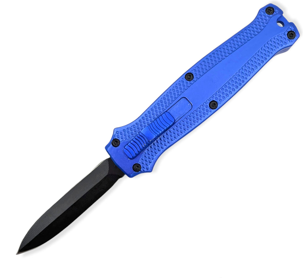 Mighty Mini OTF Pocket Knife Lightweight Aluminum Handle - BLUE