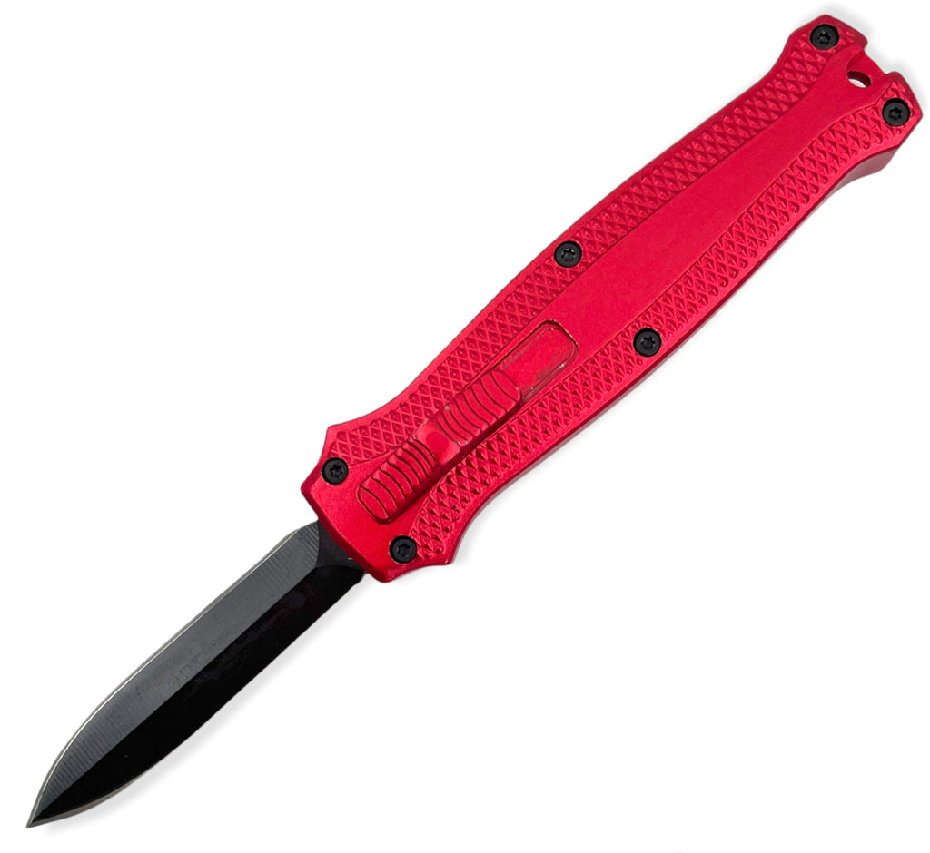 Mighty Mini OTF Pocket Knife Lightweight Aluminum Handle -RED