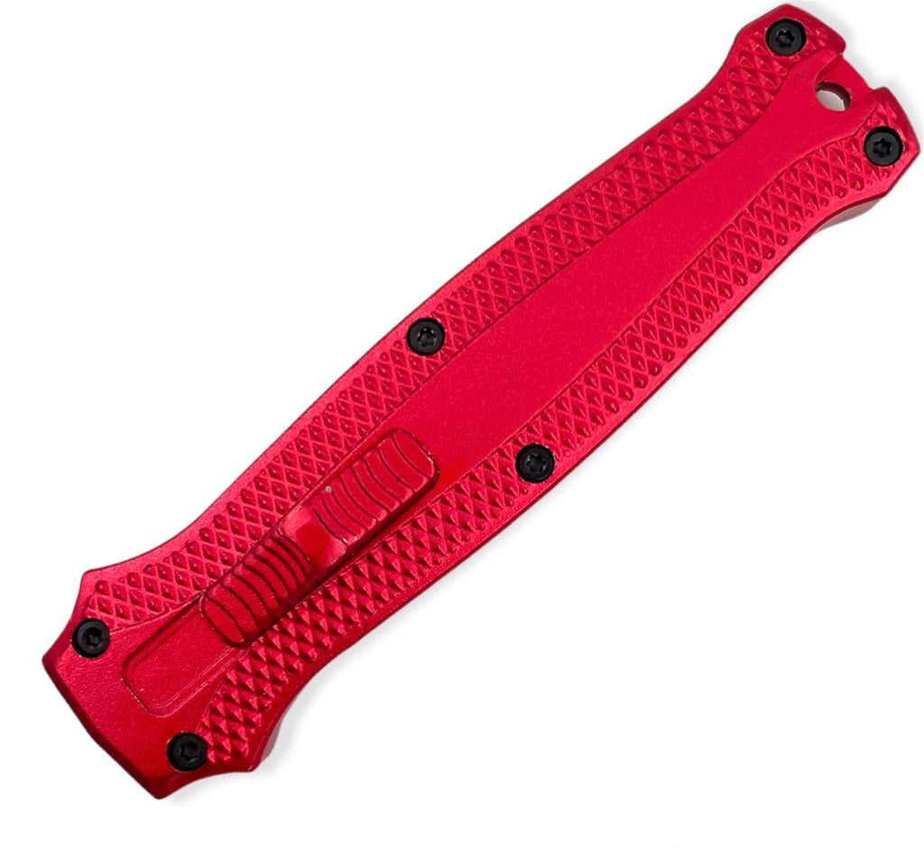 Mighty Mini OTF Pocket Knife Lightweight Aluminum Handle -RED