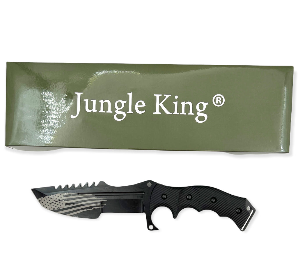 Tanto Blade jungle King tactial knife  with case FLAG BLACK HANDLE