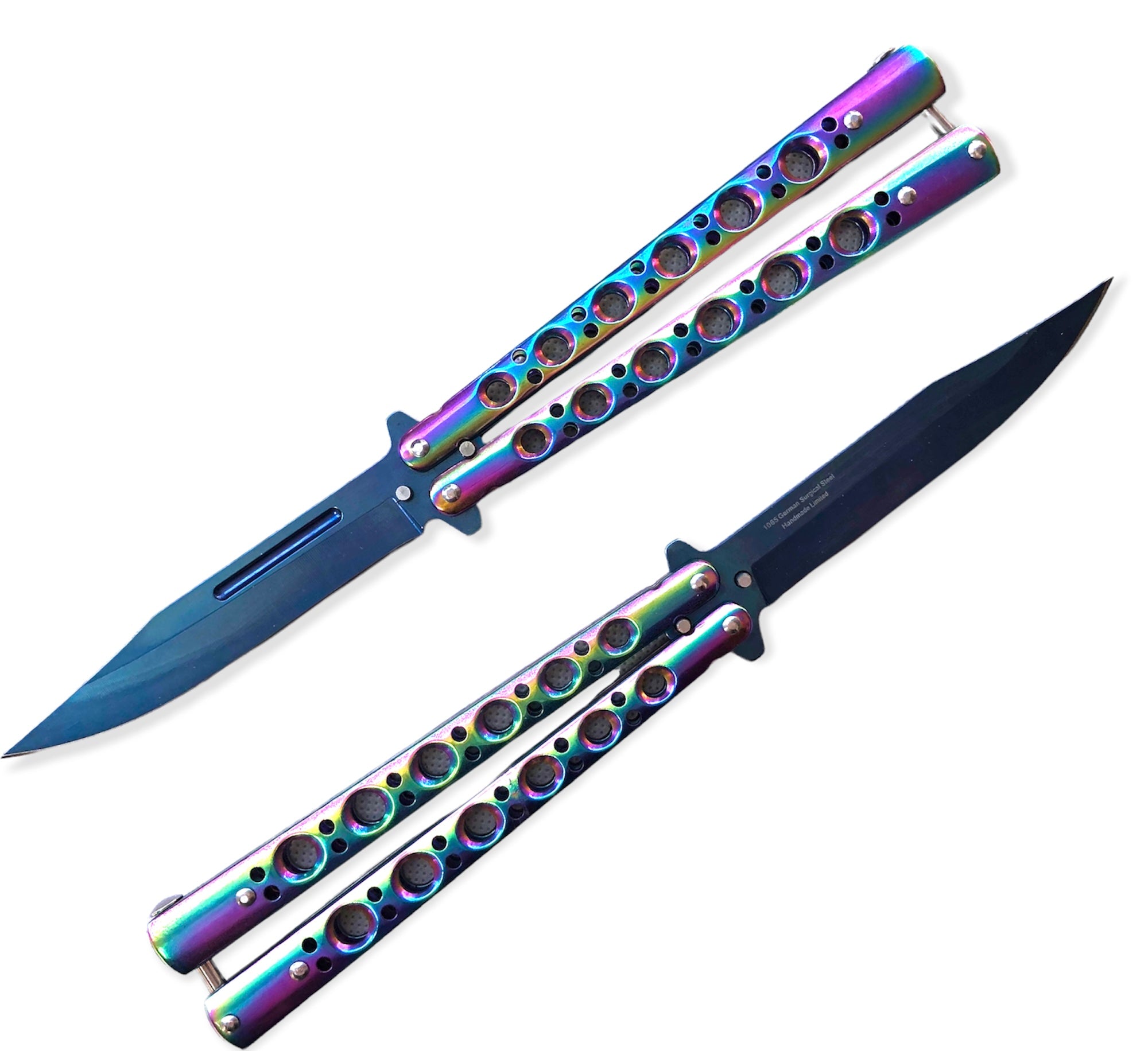 Heavy Duty Rainbow Balisong - Metallic Rainbow Butterfly Knives - Sharp  Rainbow Butterfly Knife