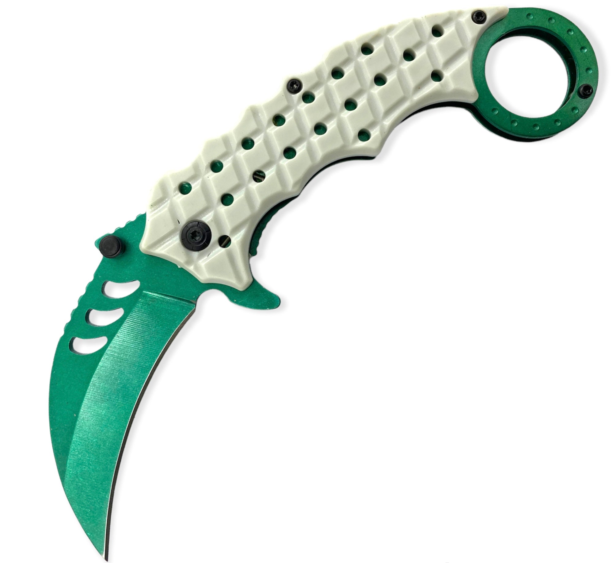 Tiger USA Karambit Style Trigger Assist Knife -WHITE AND GREEN ...