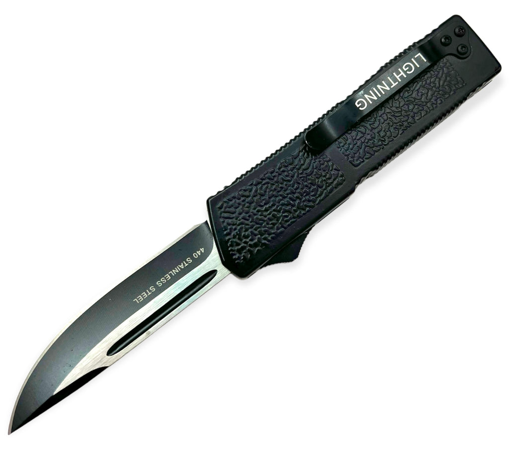 Lighting Action Assisted Knife Drop Point Black OTF