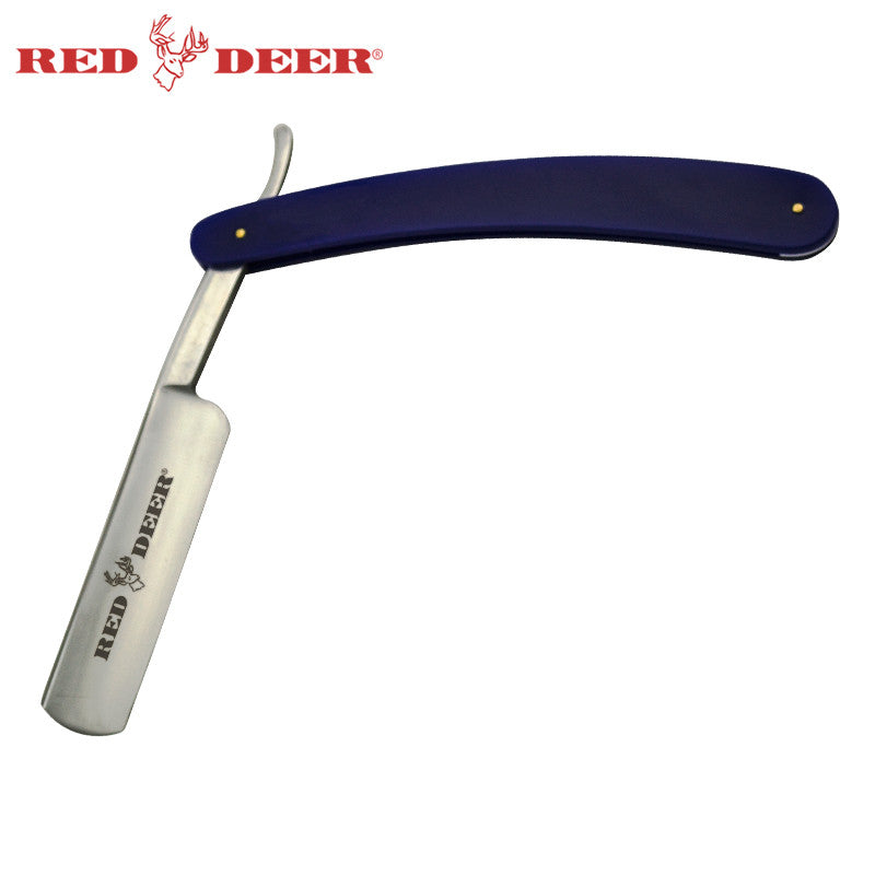 01BL Blue Red Deer Shaving Barber Vintage Straight Razor-img-0