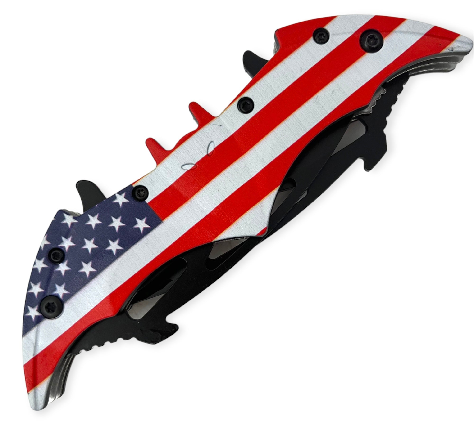 Tiger USA Dual Blade Spring Action Knife American Flag – Panther Wholesale