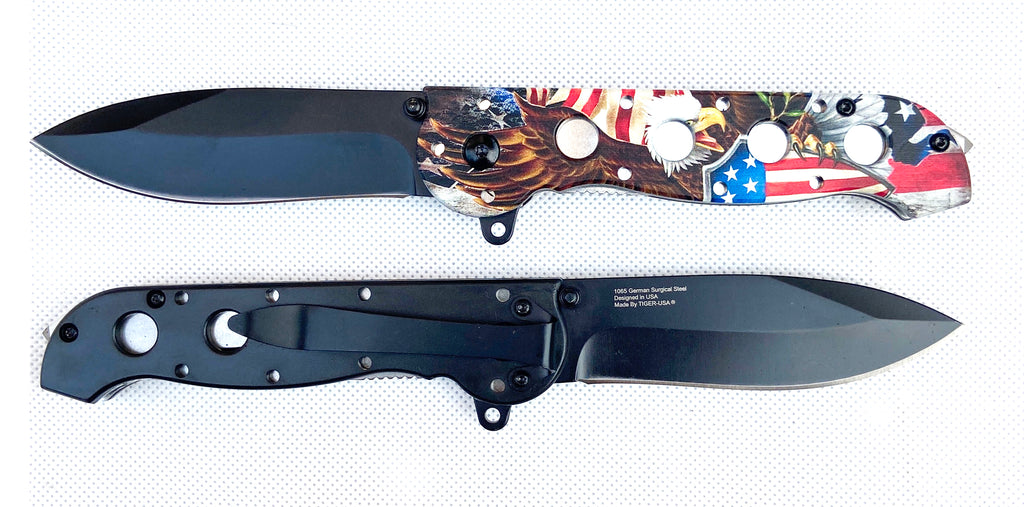 Tiger Usa® Spring Assisted Knife  Eagle/USA Flag