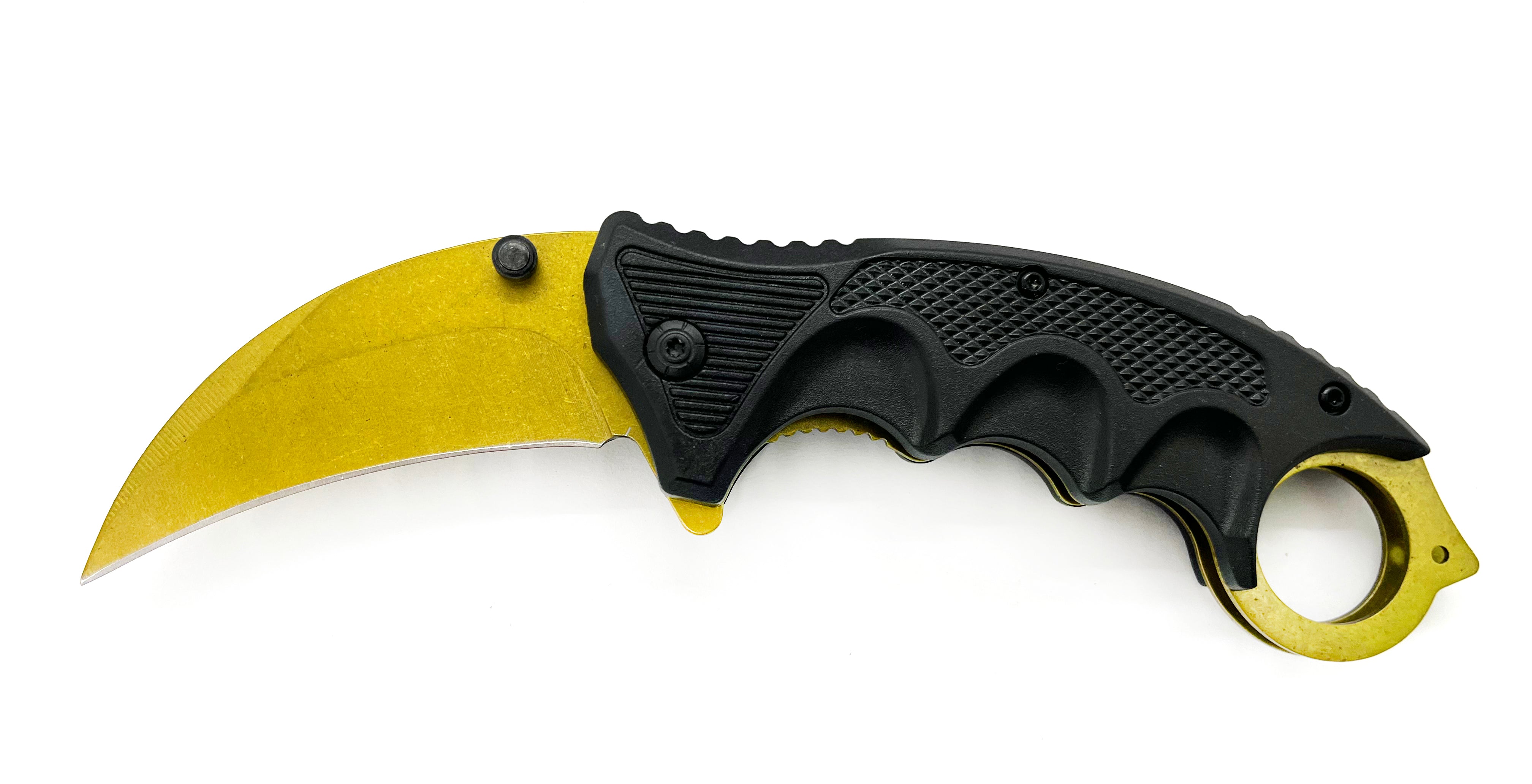 Gold Blade & Black Handle Folding Knife W.Clip – Panther Wholesale