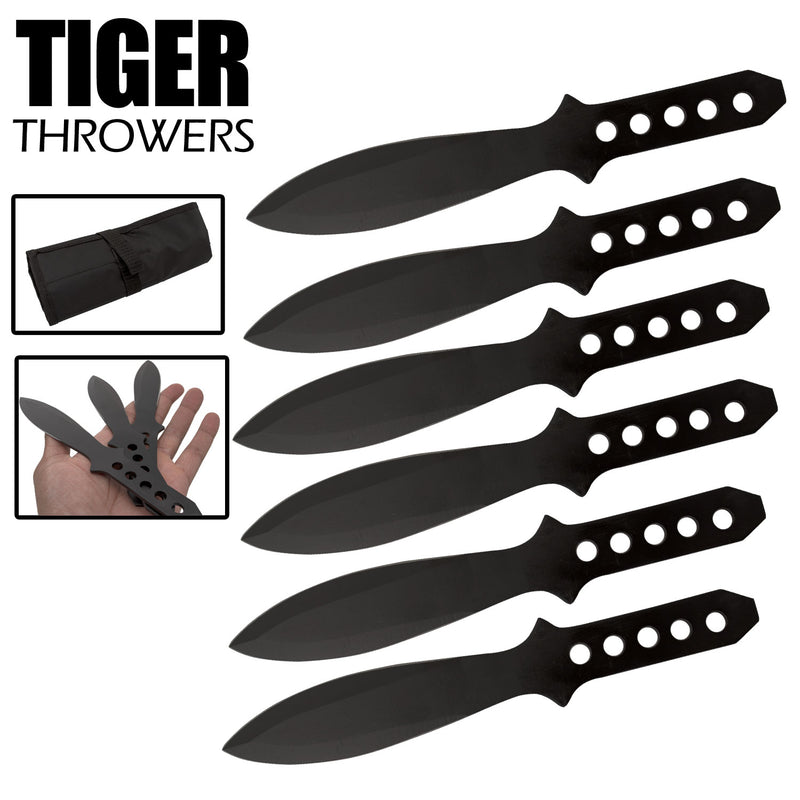 Ace Martial Arts Supply Ninja Stealth Black Throwing Knives with Nylon –